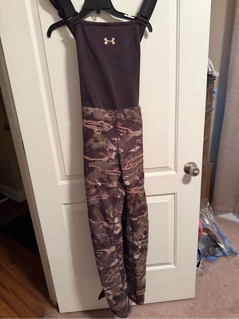 Under Armour Women's Camo Bib Jumpsuit in Brown and Olive